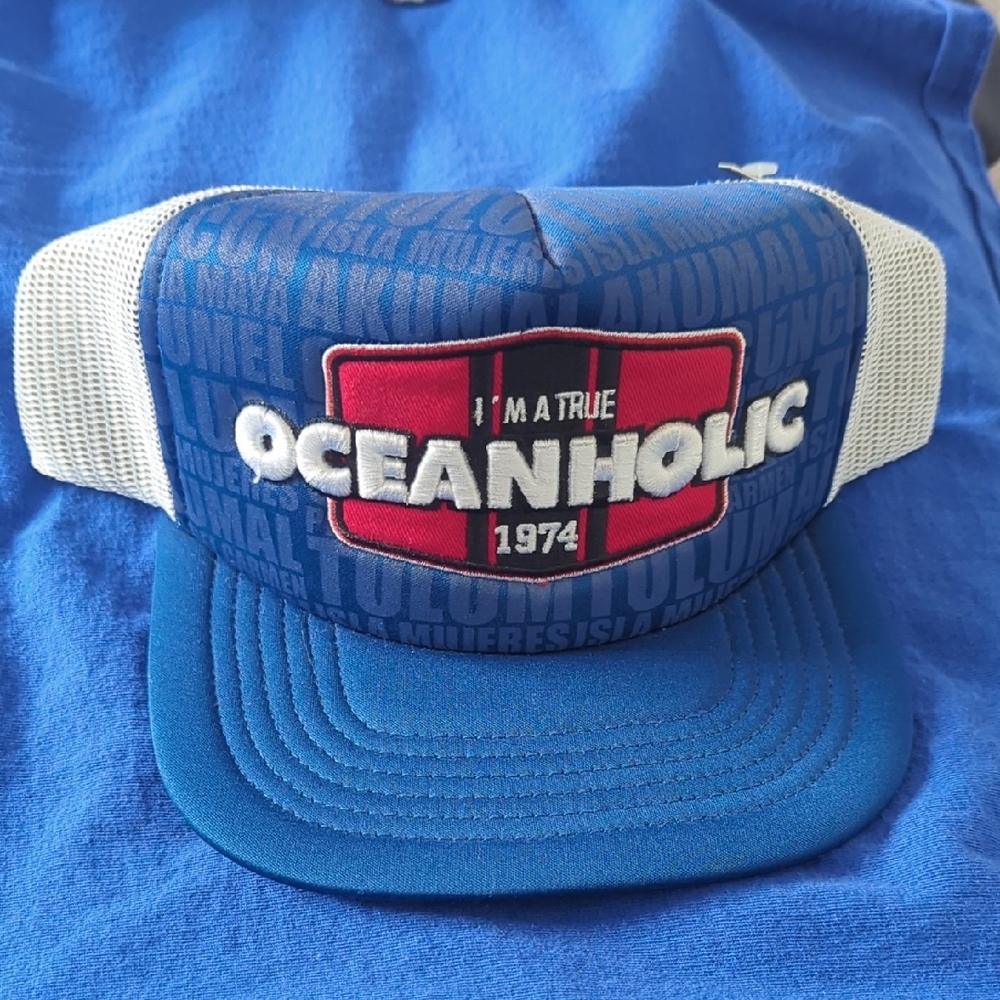 Oceanholic Blue and White Trucker Hat